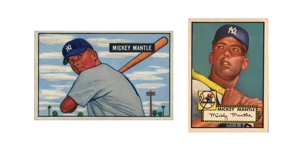 1951 Bowman Mickey Mantle Rookie & 1952 Topps Mickey Mantle Rookie 